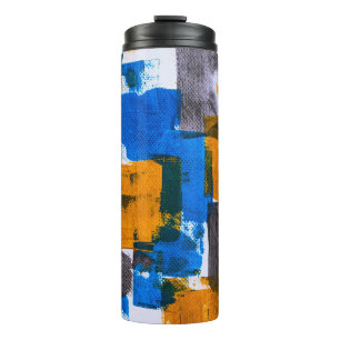 Bouteilles Isothermes Art abstrait bleu, orange et gris