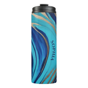 Bouteilles Isothermes Art-Bleu Abstrait moderne et or-