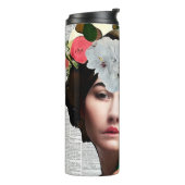Bouteilles Isothermes Art de style Collage papier | Dame et fleurs (Tourné sur la gauche)