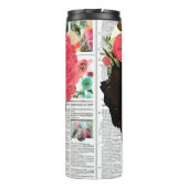 Bouteilles Isothermes Art de style Collage papier | Dame et fleurs (Dos)