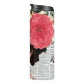 Bouteilles Isothermes Art de style Collage papier | Dame et fleurs (Tourné sur la droite)