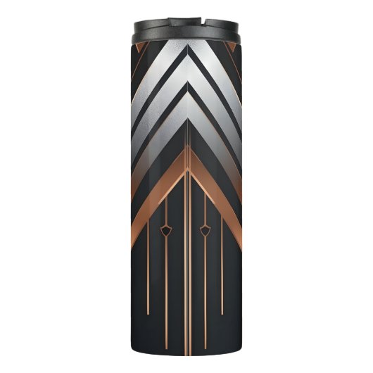 Bouteilles Isothermes Art Deco Copper & Silver Geometric Design (Dos)