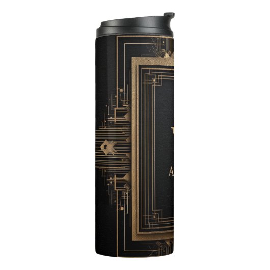 Bouteilles Isothermes Art Deco Gold Frame with Custom Name and Initial (Tourné sur la gauche)