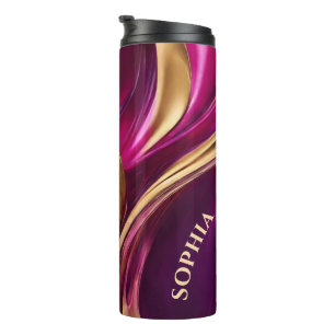 Bouteilles Isothermes Art-Fuchsia Abstrait moderne violet et or-