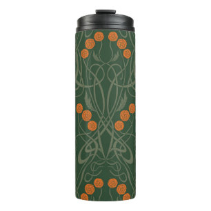 Bouteilles Isothermes Art Nouveau Roses Orange et Tiges Sinuieuses