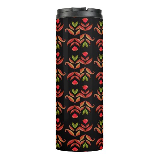 Bouteilles Isothermes Art populaire foncé Floral Imprimer Cosy Rustique (Dos)