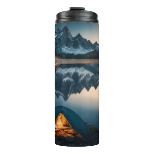 Bouteilles Isothermes Art thématique de camping avec tente, montagnes et