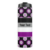 Bouteilles Isothermes Asexuality pride flag with a black flower pattern (Devant)