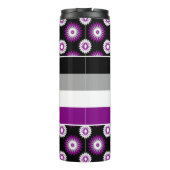 Bouteilles Isothermes Asexuality pride flag with a black flower pattern (Dos)