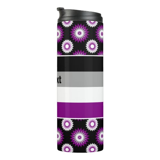 Bouteilles Isothermes Asexuality pride flag with a black flower pattern (Tourné sur la droite)