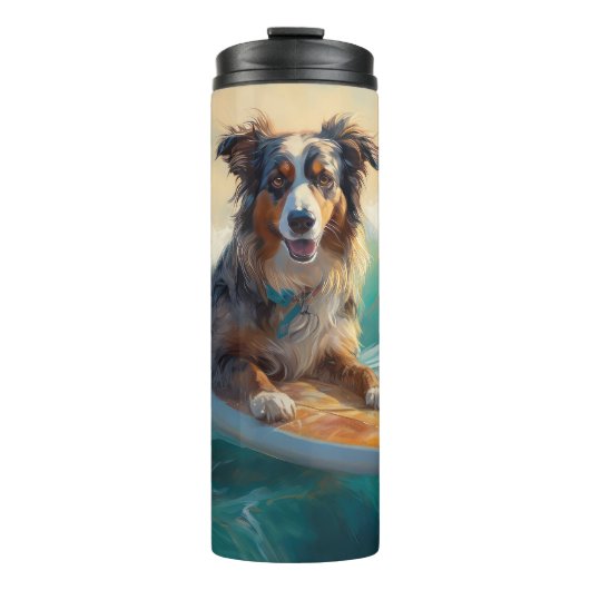 Bouteilles Isothermes Australian Shepherd Beach Surfing Peinture (Devant)