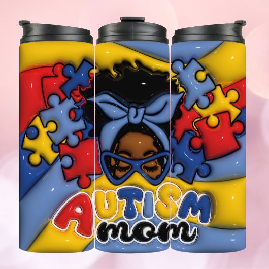Bouteilles Isothermes Autism Mom 3D Tumbler gonflé
