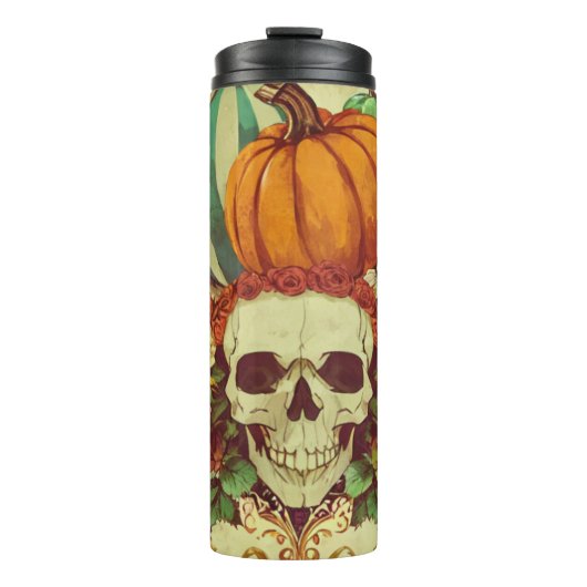 Bouteilles Isothermes Automne/Automne/Halloween/citrouille/squelette (Devant)