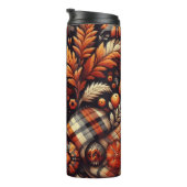 Bouteilles Isothermes Automne Plaid Feuilles Orange Noir Beige (Tourné sur la droite)