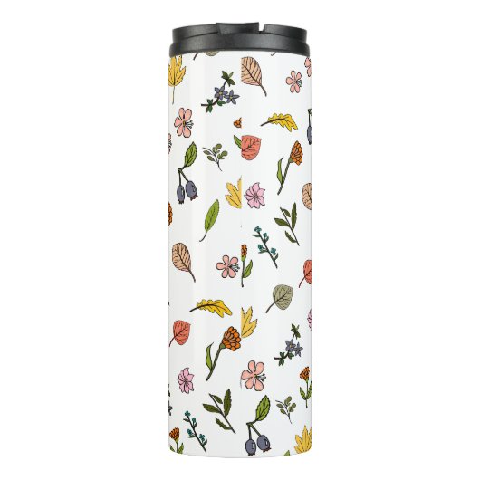 Bouteilles Isothermes automne rose rouge et jaune fleurs et feuilles (Dos)