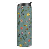 Bouteilles Isothermes automne rose rouge fleurs et vert feuille (Tourné sur la gauche)