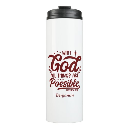 Bouteilles Isothermes Avec Dieu Toutes Les Choses Sont Possibles Mathew  (Devant)