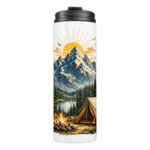 Bouteilles Isothermes Aventure de camping en montagne Coucher de soleil