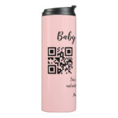 Bouteilles Isothermes Baby shower rose simple q r code ajouter le texte  (Tourné sur la gauche)
