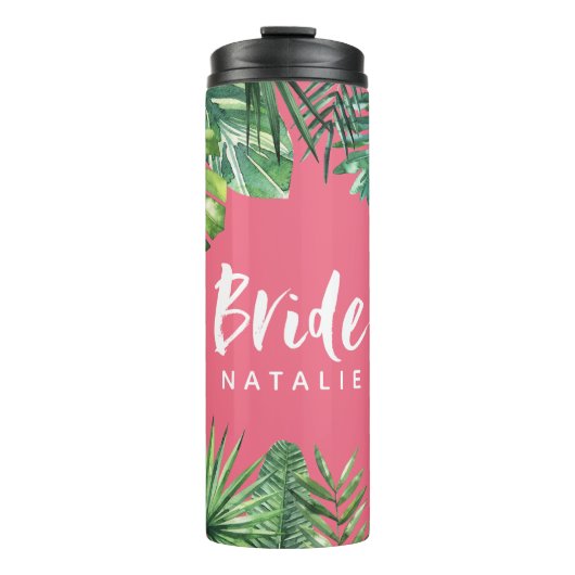 Bouteilles Isothermes Bachelorette à feuilles tropicales à l'aquarelle d (Devant)
