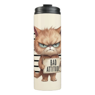 Bouteilles Isothermes Bad Attitude Chat Mugshot - Drôle Feline Design
