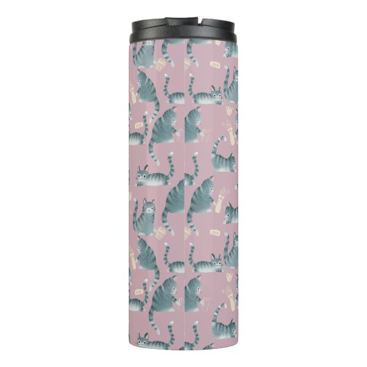 Bouteilles Isothermes Bad Grey Tabby Chats Frappe Stuff Over & Monogramm (Dos)