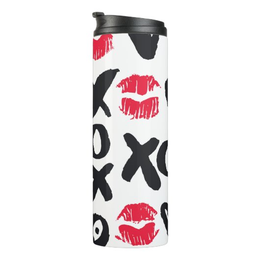 Bouteilles Isothermes Baisers à lèvres Coeurs Arrière - plan sans coutur (Tourné sur la droite)