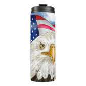 Bouteilles Isothermes Bald Eagle devant le drapeau américain Art patriot (Devant)