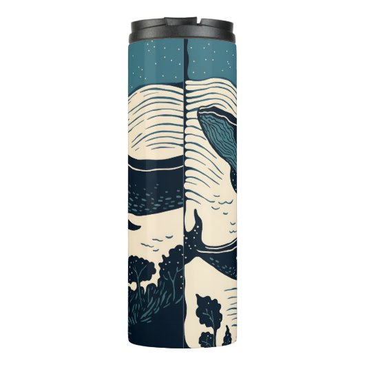 Bouteilles Isothermes Baleines Mer Océan Nouvelle-Écosse Thé Linocut Caf (Dos)