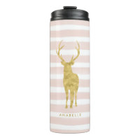 Bandes roses et tête de cerf d'or