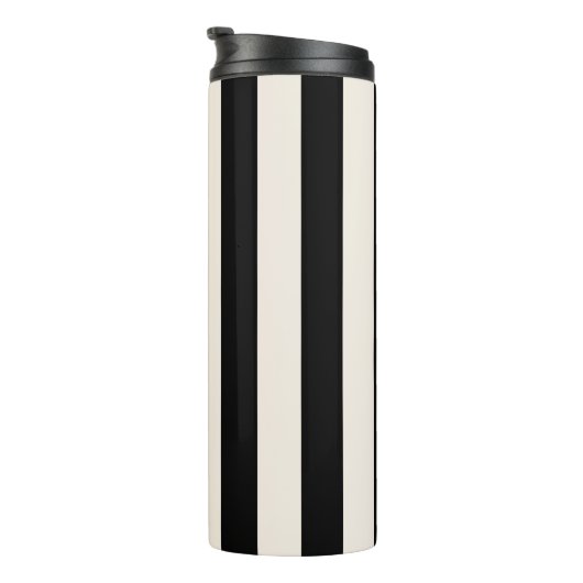 Bouteilles Isothermes Bandes Verticales Noir Et Crème Blanc Gratté (Tourné sur la droite)