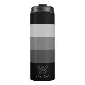 Bouteilles Isothermes Barres Gris Noir Minimal Monogramme Paruline Therm