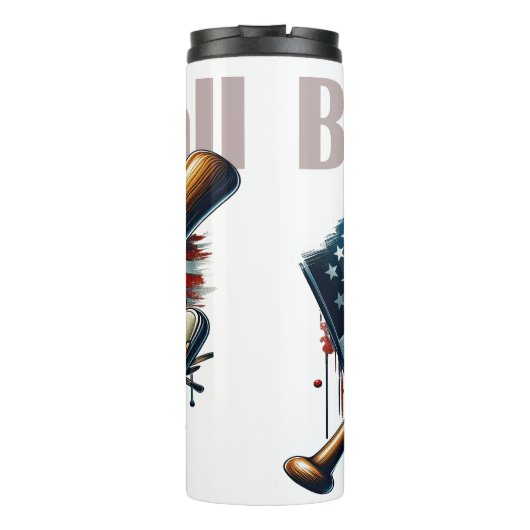 Bouteilles Isothermes Baseball : drapeau américain, chauve-souris, gant (Dos)