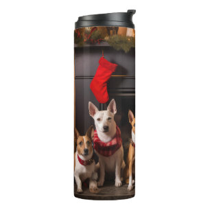 Bouteilles Isothermes Basenji au coin du feu Noël