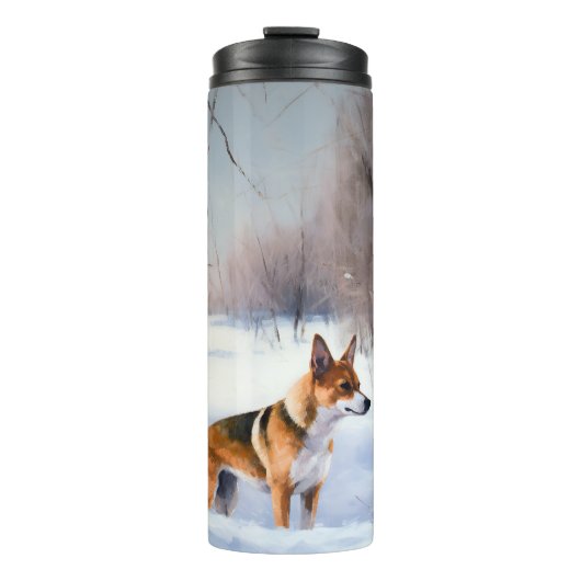 Bouteilles Isothermes Basenji Laissez Tomber la Neige Noël (Devant)