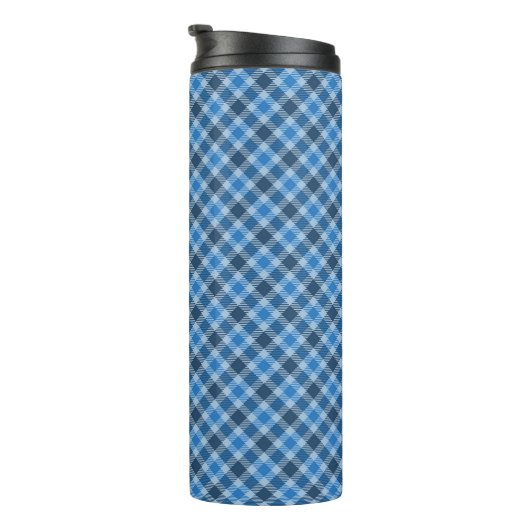 Bouteilles Isothermes Basic Blue/Baby Blue Gingham Diagonal Plaid (Tourné sur la droite)