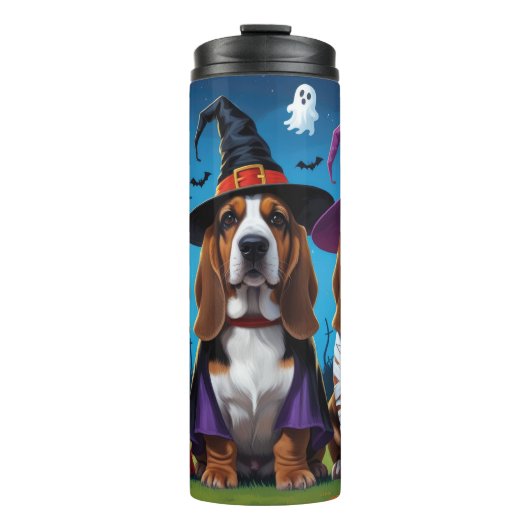 Bouteilles Isothermes Basset Hound Chiens Citrouille Halloween Funny (Devant)
