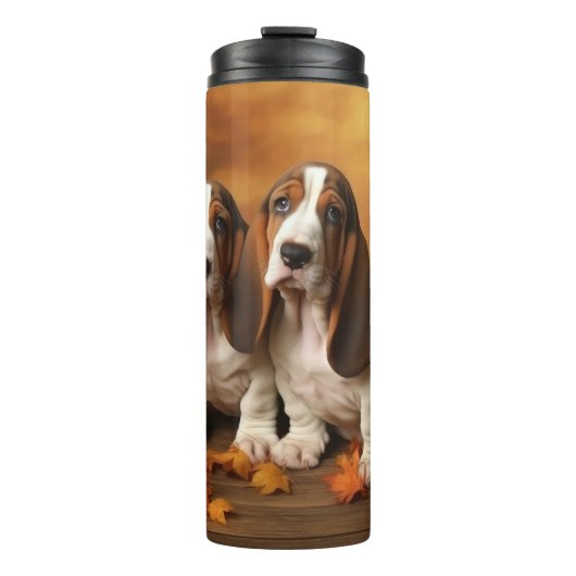 Bouteilles Isothermes Basset Hound Chiot Automne Citrouille de plaisir (Devant)
