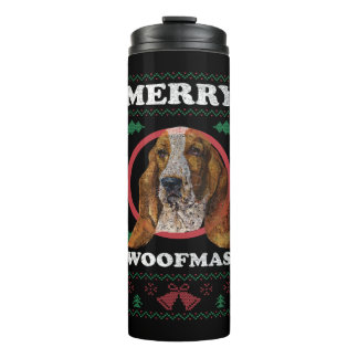 Bouteilles Isothermes Basset Hound Joyeux Woofmas Cadeau de Noël Chien