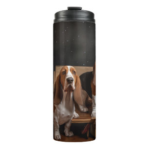 Bouteilles Isothermes Basset Hound Neigeux Traîneau Décor Noël