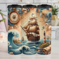 Bateau pirate avec boussole et vagues
