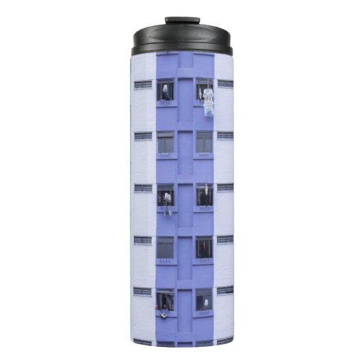 Bouteilles Isothermes Bâtiment haut bleu et blanc (Devant)