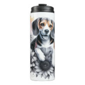 Bouteilles Isothermes Beagle Grayscale Floral Charme (Devant)
