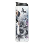 Bouteilles Isothermes Beagle Grayscale Floral Charme (Tourné sur la droite)