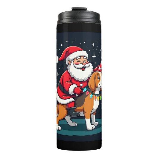 Bouteilles Isothermes Beagle Xmas Éclairage Père Noël équitation Beagle  (Devant)