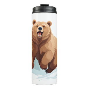 Bouteilles Isothermes Bear Joyeux Jouer Fun Jumping Dans La Forêt Aérien