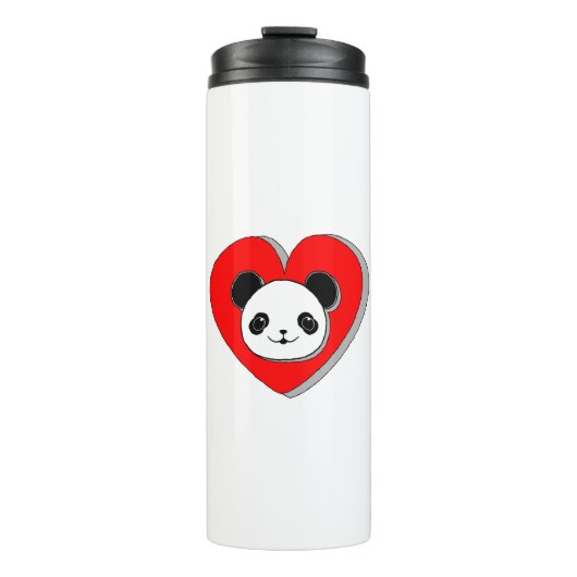 Bouteilles Isothermes Bear Panda Et Dessin De Coeur Rouge (Devant)