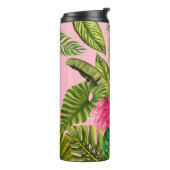 Bouteilles Isothermes Beau Héron rose avec Feuilles tropicaux (Tourné sur la gauche)