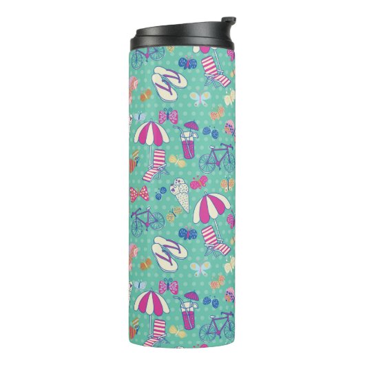 Bouteilles Isothermes Beau motif avec des éléments d'été (Tourné sur la gauche)