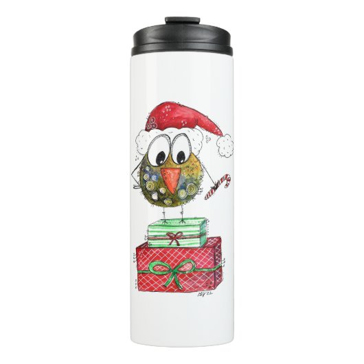 Bouteilles Isothermes Beau Oiseau de Noël Whimsical (Devant)
